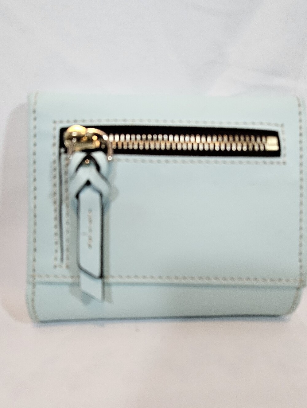 Dooney & Bourke Mint Green Leather Compact Wallet with Gold Logo Plate - Picture 2 of 10